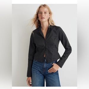 Madewell Poplin Hook-Front Shrunken Shirt
